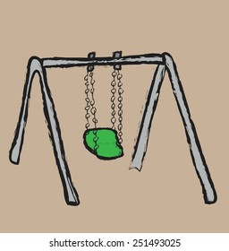 cartoon swing, vector illustration 