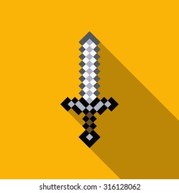 cartoon sword, pixels sword, computer game, weapon