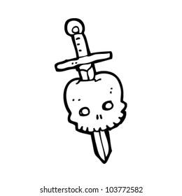 cartoon sword in skull
