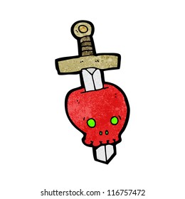 cartoon sword in skull