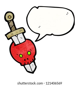 cartoon sword in skull