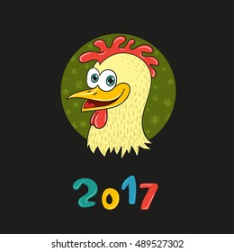 Cartoon symbol of 2017 year - rooster (cock, chicken), vector