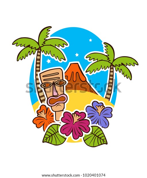 Cartoon Symbols Hawaii Paradise Islands Birthday Stock Vector (Royalty ...