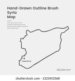Cartoon Syria Map, Hand Drawn Syria Map, Doodle Syria Map Vector Outline Style Map Information
