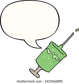 Cartoon-Spritzennadel mit Sprachblase