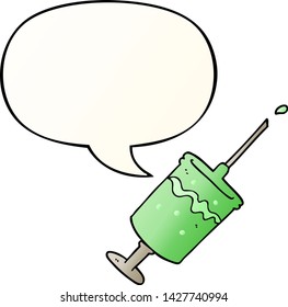 cartoon syringe needle with speech bubble in smooth gradient style