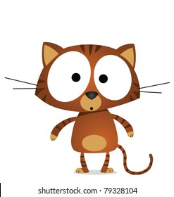 Cartoon tabby cat isolated on white background