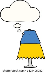 cartoon table lamp with thought bubble