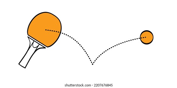 Cartoon table tennis or ping pong on the table. Vector table tennis bat. Sports symbol or logo. Rackets and ball emblem. Table tennis paddle icon. pingpong sports.