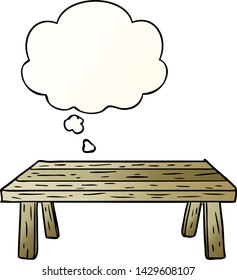 cartoon table with thought bubble in smooth gradient style