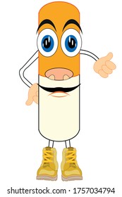 Cartoon der Tablette der Kapsel auf weißem Hintergrund ist isoliert