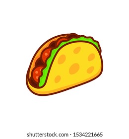 Cartoon Taco isolated on a white. Vector illustration.