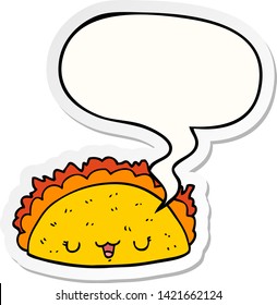 cartoon taco with speech bubble sticker
