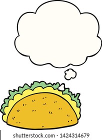 cartoon taco with thought bubble
