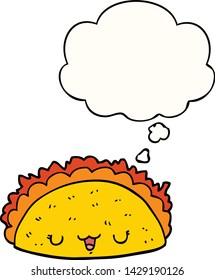 cartoon taco with thought bubble