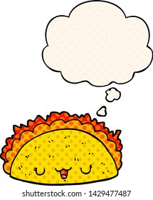 cartoon taco with thought bubble in comic book style