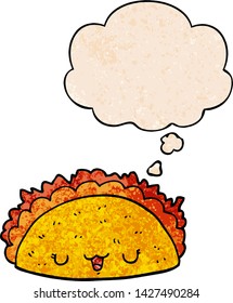 Cartoon-Taco mit Gedankenblase im Stilstil