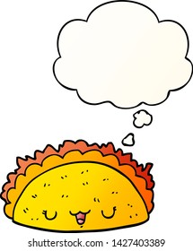cartoon taco with thought bubble in smooth gradient style