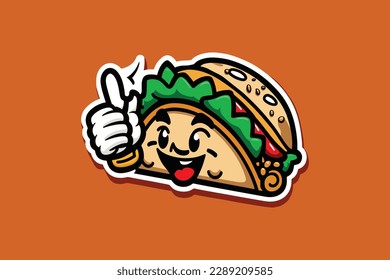 Cartoon Taco Thumbs Up Mascot - Mexican Food Character