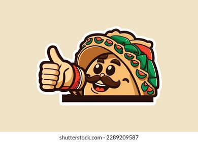 Cartoon Taco Thumbs Up Mascot - Mexican Food Character