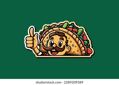 Cartoon Taco Thumbs Up Mascot - Mexican Food Character