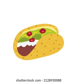 Cartoon tacos. Cute hand drawn vector illustration. Restaurant touristic design element