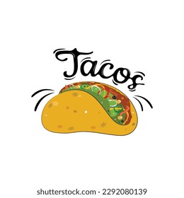 Cartoon Tacos Icon Vector Design.