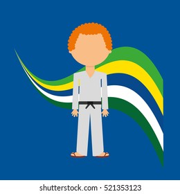 cartoon taekwondo player brazilian label vector illustration eps 10