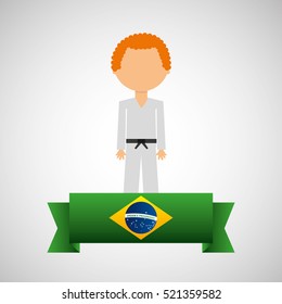 cartoon taekwondo player brazilian label vector illustration eps 10