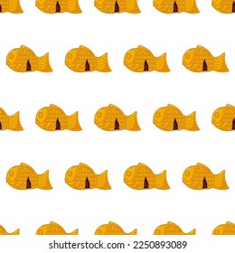 cartoon taiyaki, japanese food seamless pattern on colorful background