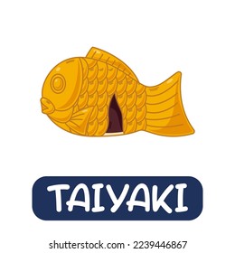 cartoon taiyaki, japanese food vector isolated on white background