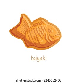 cartoon taiyaki, japanese food vector isolated on white background