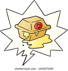 cartoon take out fried chicken with speech bubble in smooth gradient style