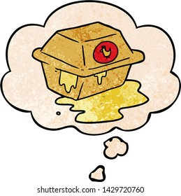 caricatura sacada con burbuja de pensamiento en estilo de textura gruesa