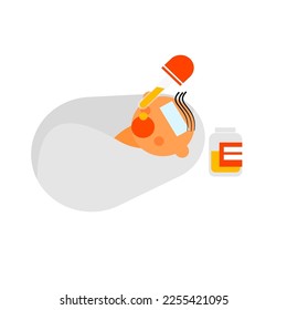 Cartoon of take a paracetamol drop for infant. Reduction fever in infant by medication.