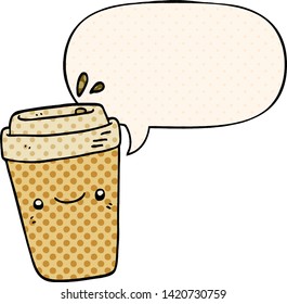 café con dibujos animados con burbujas de voz en el estilo de un libro de historietas
