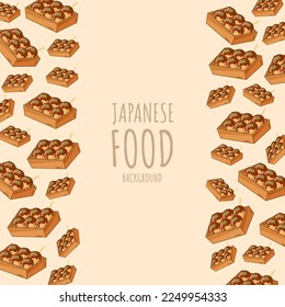 cartoon takoyaki, japanese food frame border background
