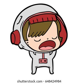 cartoon talking astronaut woman