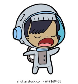cartoon talking astronaut woman