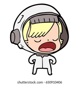 cartoon talking astronaut woman