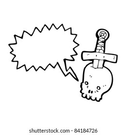 cartoon talking dagger skull tattoo