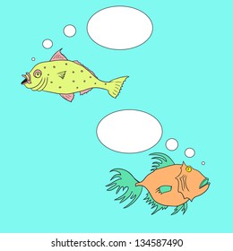 Cartoon talking fish, vector illustration