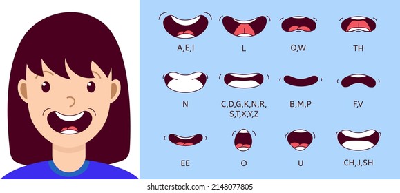 Cartoon Talking Mouth And Lips Expressions. Talking Mouths Lips For Cartoon Character Animation