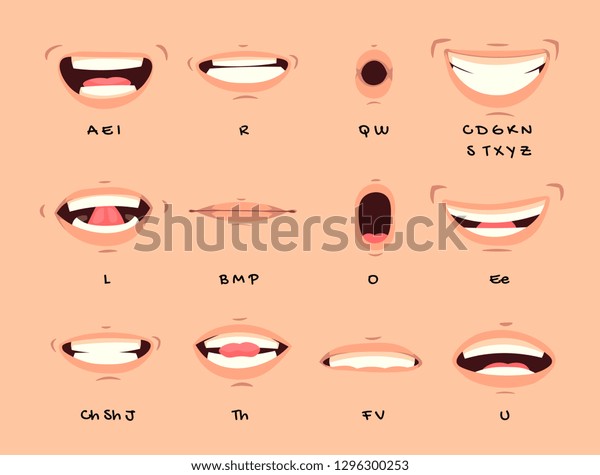 Cartoon Talking Mouth Lips Expressions Vector Stock Vector (Royalty ...