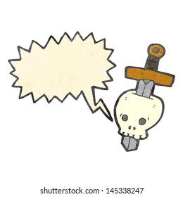 cartoon talking skull with sword