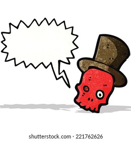 cartoon talking skull in top hat