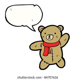 caricatura que habla de oso de peluche con bufanda