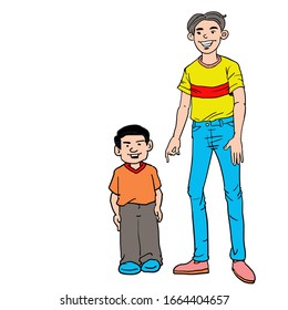 Cartoon Tall Man And Shorter Man