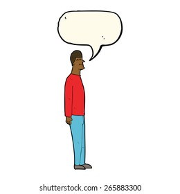 cartoon tall man with speech bubble