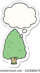 cartoon tall tree with thought bubble as a printed sticker